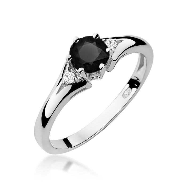 Inel Aur 9K cu Diamante Naturale Albe si Negre 0.53 ct