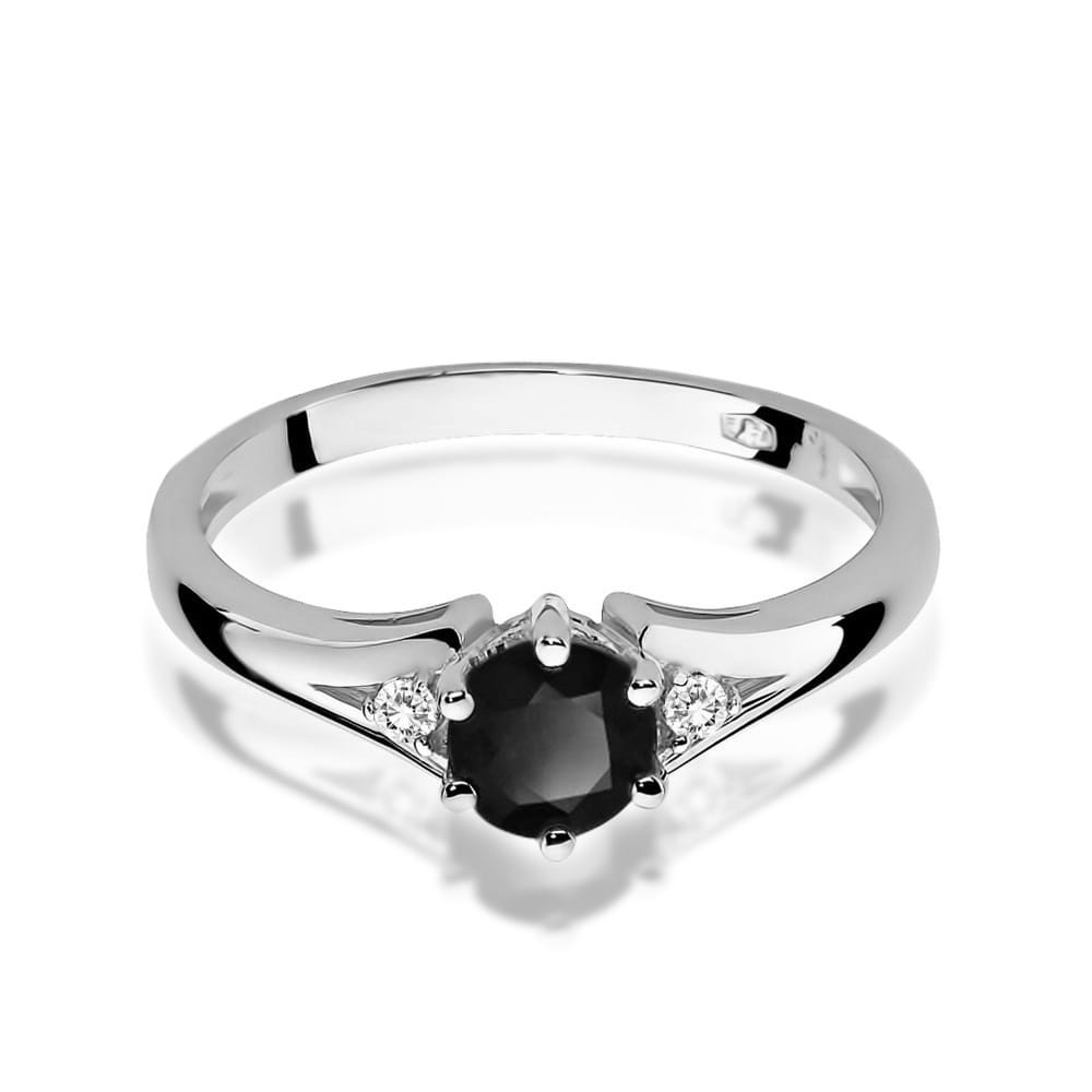 Inel Aur 9K cu Diamante Naturale Albe si Negre 0.53 ct
