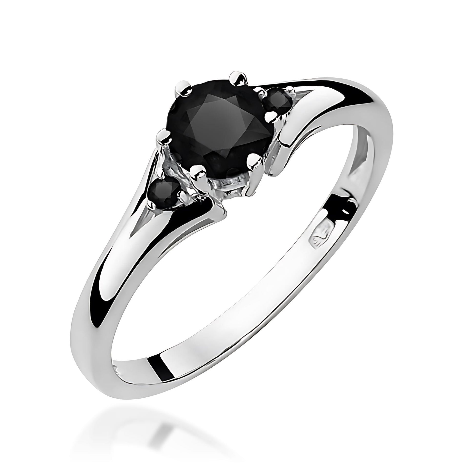 Inel Aur 9K cu Diamante Naturale Negre 0.53 ct
