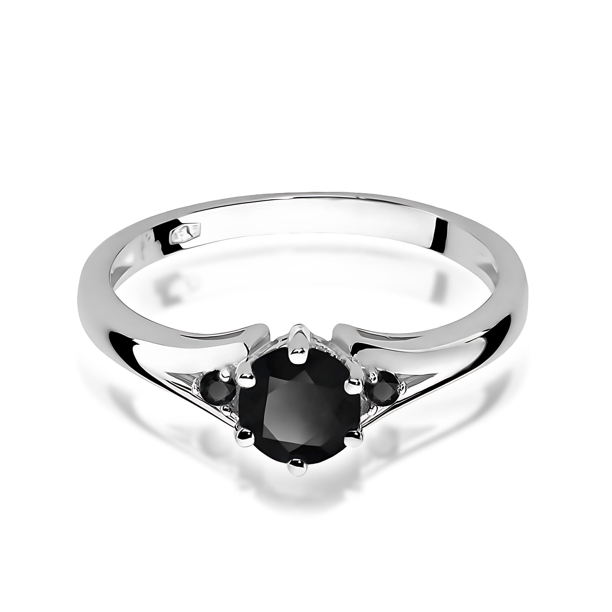 Inel Aur 9K cu Diamante Naturale Negre 0.53 ct