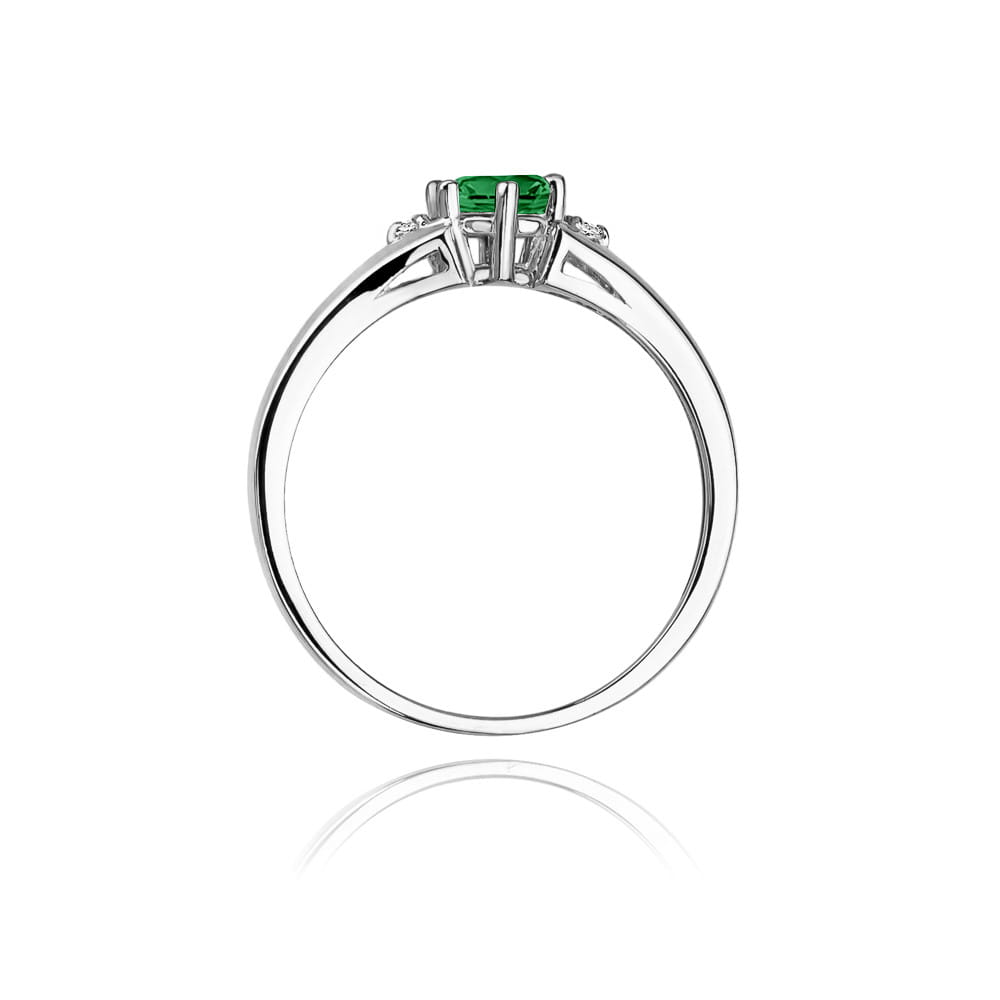 Inel Aur 9K cu Smarald 0.50 ct si Diamante Naturale 0.03 ct