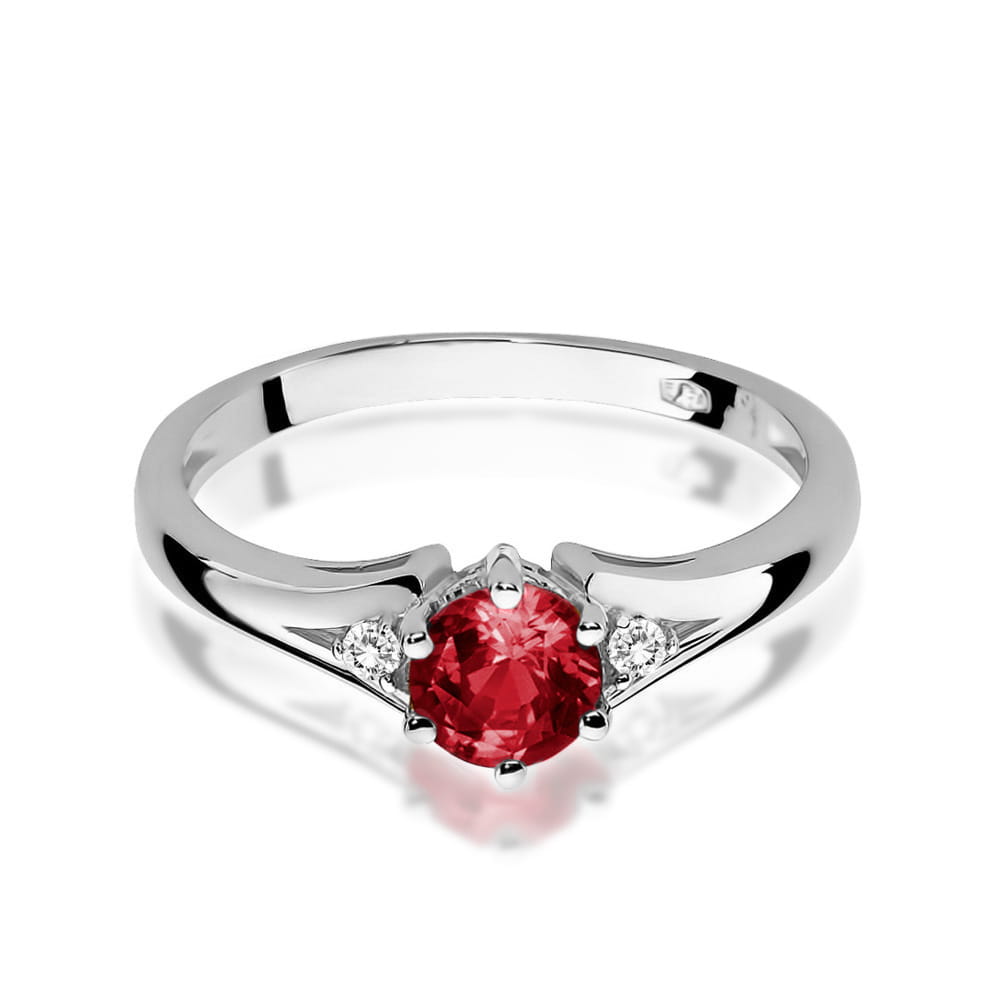 Inel Aur 9K cu Granat 0.60 ct si Diamante Naturale 0.03 ct