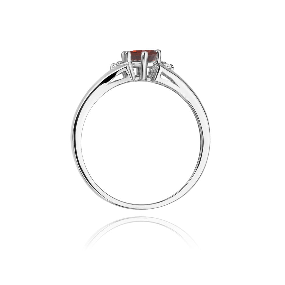 Inel Aur 9K cu Granat 0.60 ct si Diamante Naturale 0.03 ct