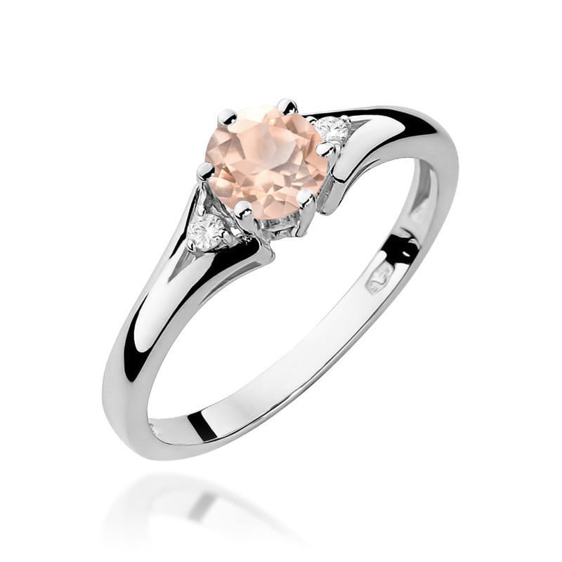 Inel Aur 9K cu Morganit 0.40 ct si Diamante Naturale 0.03 ct