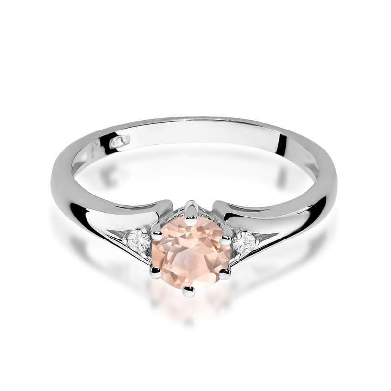 Inel Aur 9K cu Morganit 0.40 ct si Diamante Naturale 0.03 ct