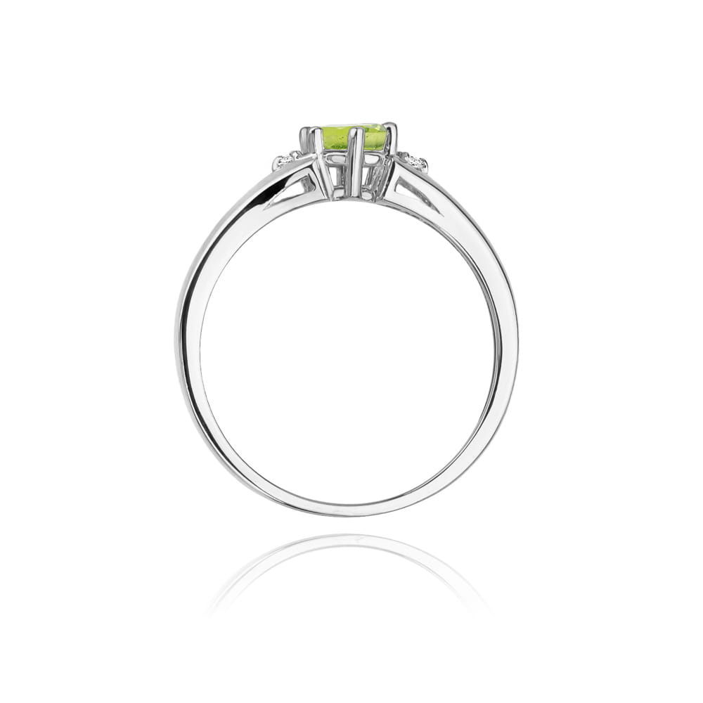 Inel Aur 9K cu Peridot 0.60 ct si Diamante Naturale 0.03 ct