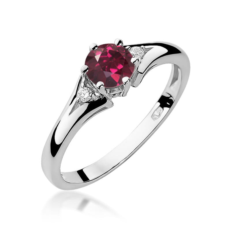 Inel Aur 9K cu Rhodolite 0.60 ct si Diamante Naturale 0.03 ct