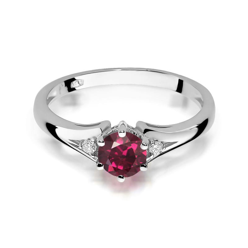 Inel Aur 9K cu Rhodolite 0.60 ct si Diamante Naturale 0.03 ct