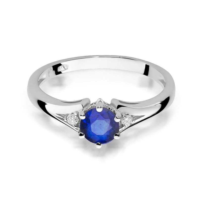 Inel Aur 9K cu Safir 0.50 ct si Diamante Naturale 0.03 ct