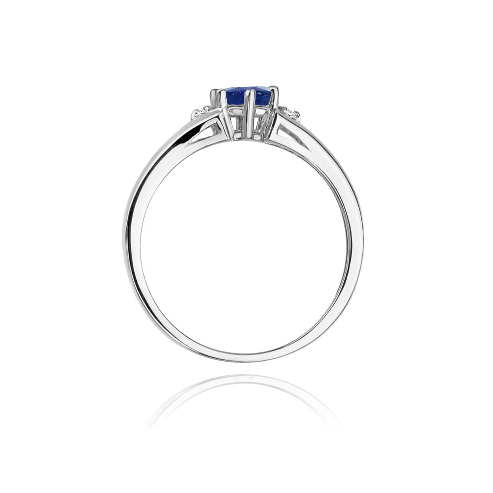 Inel Aur 9K cu Safir 0.50 ct si Diamante Naturale 0.03 ct