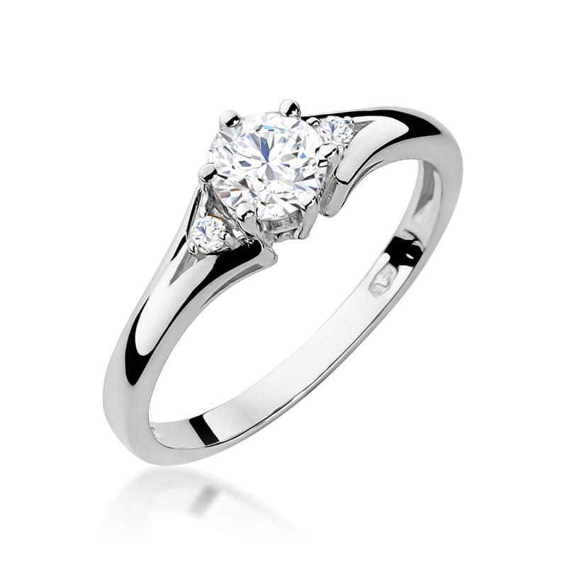 Inel Aur 9K cu Safir Alb 0.60 ct si Diamante Naturale 0.03 ct