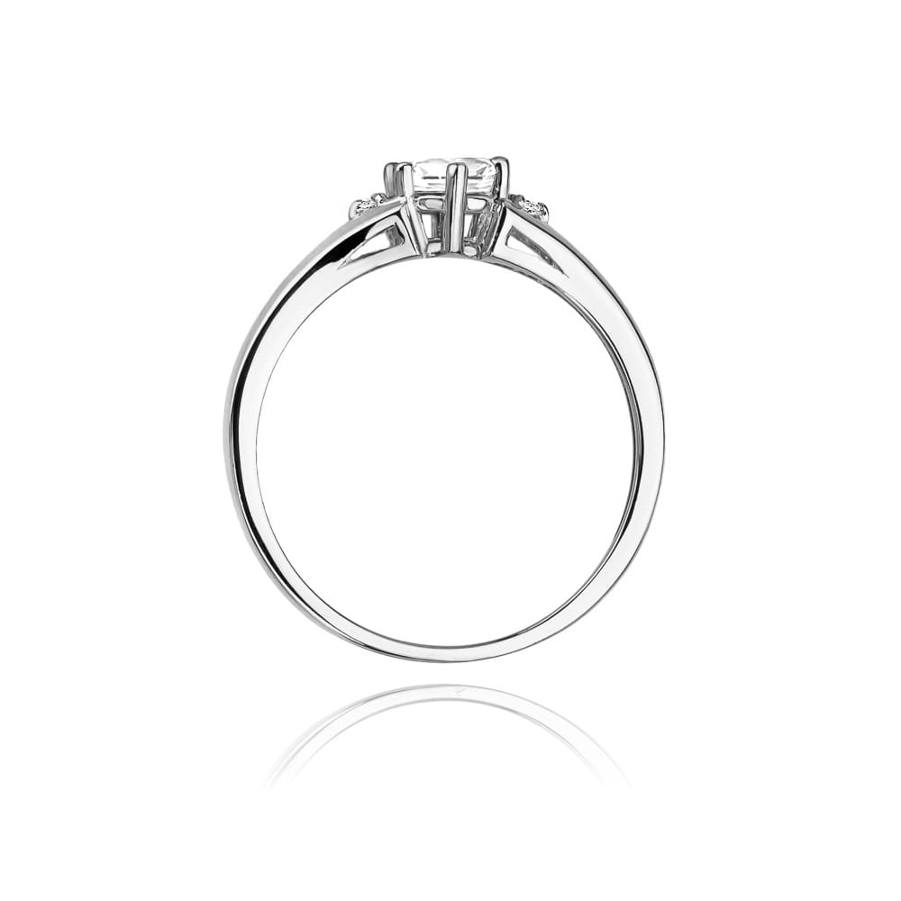 Inel Aur 9K cu Safir Alb 0.60 ct si Diamante Naturale 0.03 ct