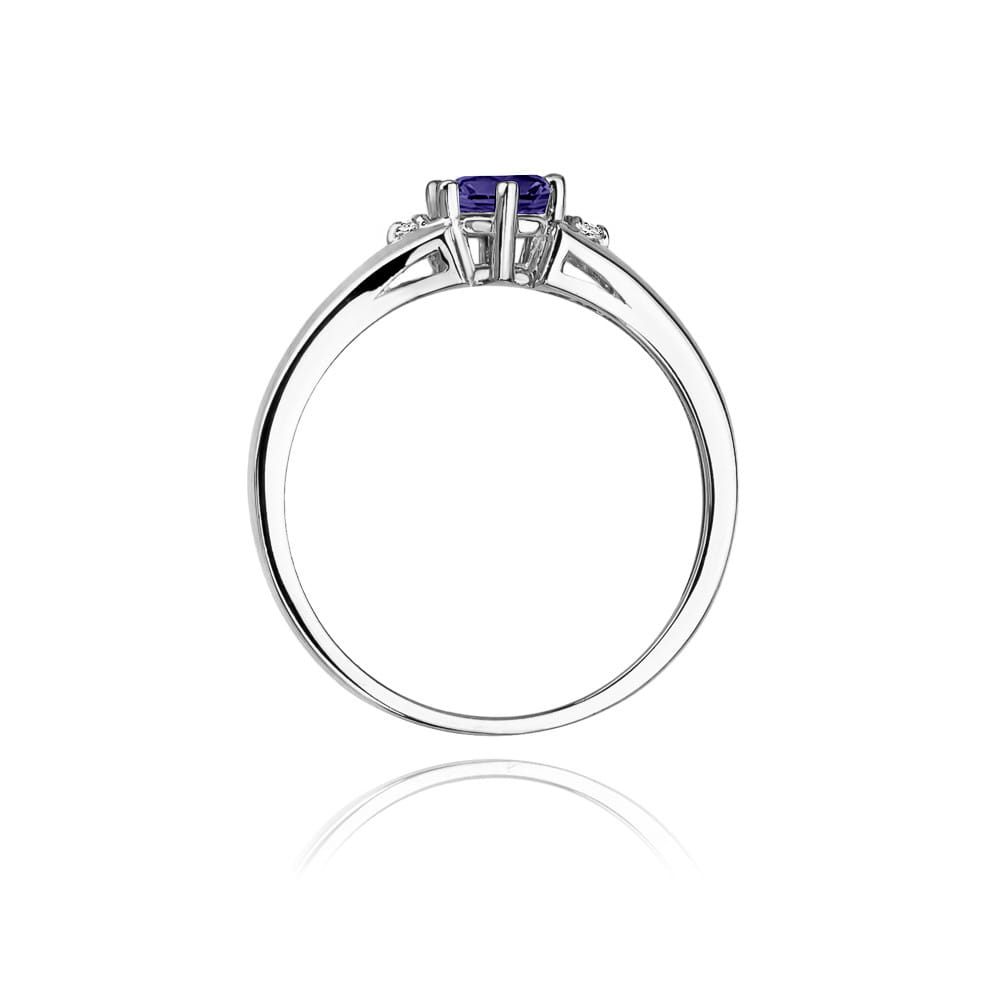 Inel Aur 9K cu Tanzanit 0.50 ct si Diamante Naturale 0.03 ct