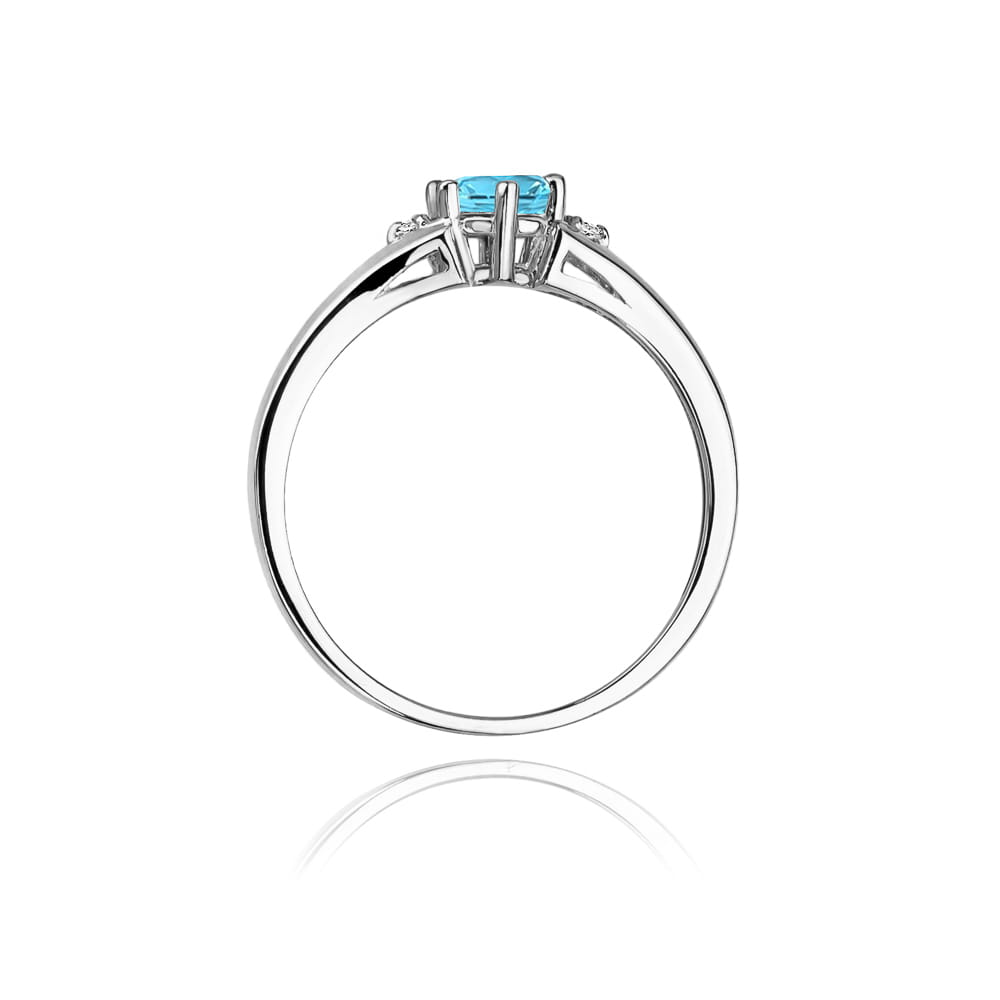 Inel Aur 9K cu Topaz Swiss 0.50 ct si Diamante Naturale 0.03 ct