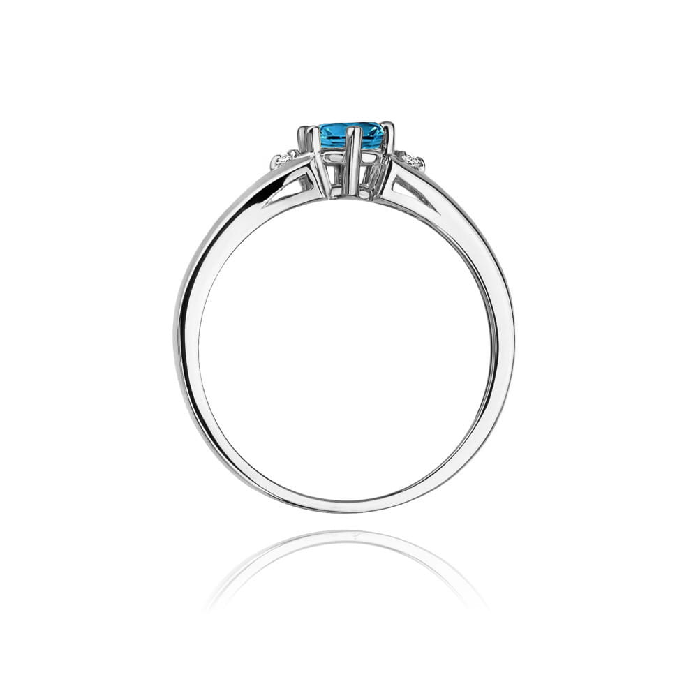 Inel Aur 9K cu Topaz London Blue 0.50 ct si Diamante Naturale 0.03 ct
