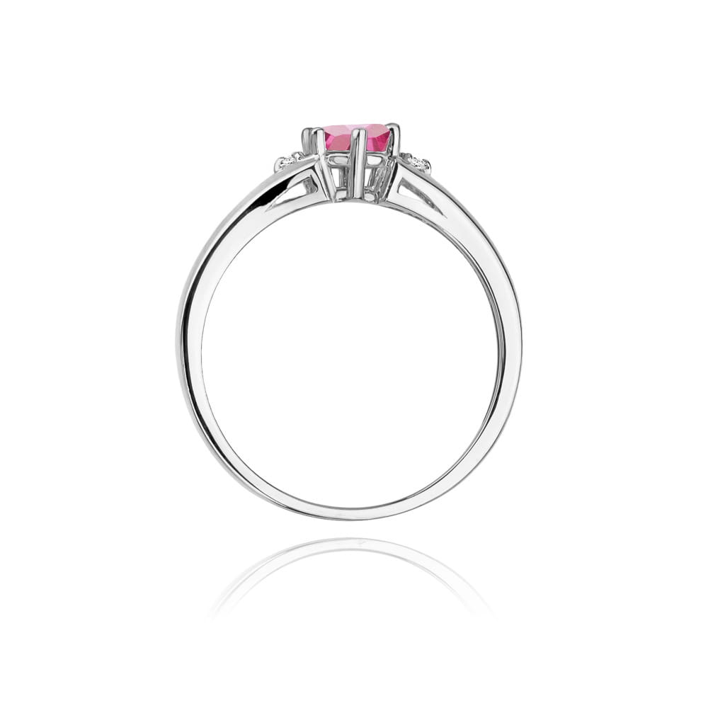 Inel Aur 9K cu Topaz Roz 0.60 ct si Diamante Naturale 0.03 ct