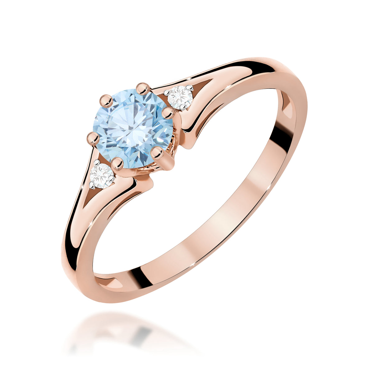 Inel Aur 14K cu Diamante Albastru de Laborator 0.53 ct