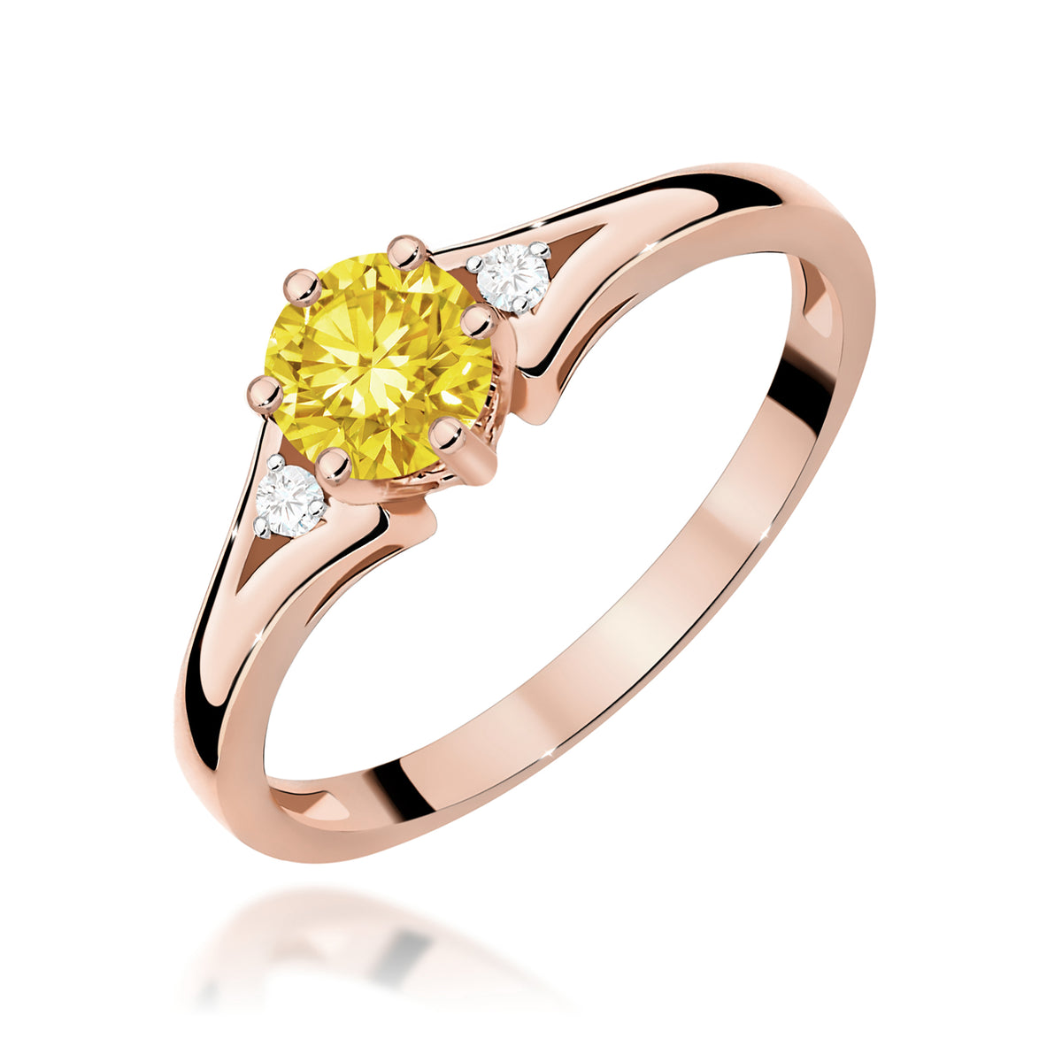 Inel Aur 14K cu Diamante Galben de Laborator 0.53 ct