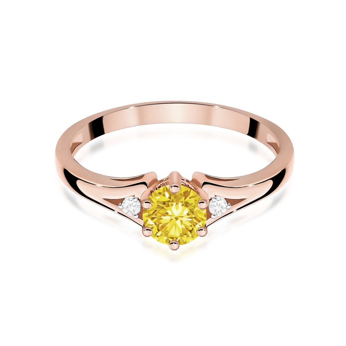 Inel Aur 14K cu Diamante Galben de Laborator 0.53 ct