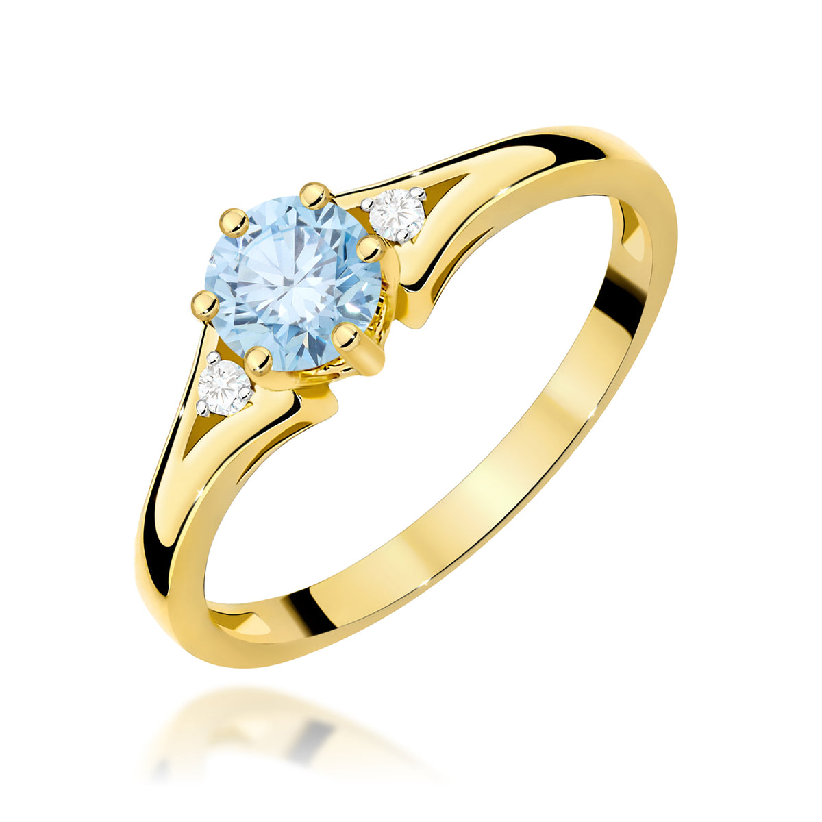 Inel Aur 14K cu Diamante Albastru de Laborator 0.53 ct