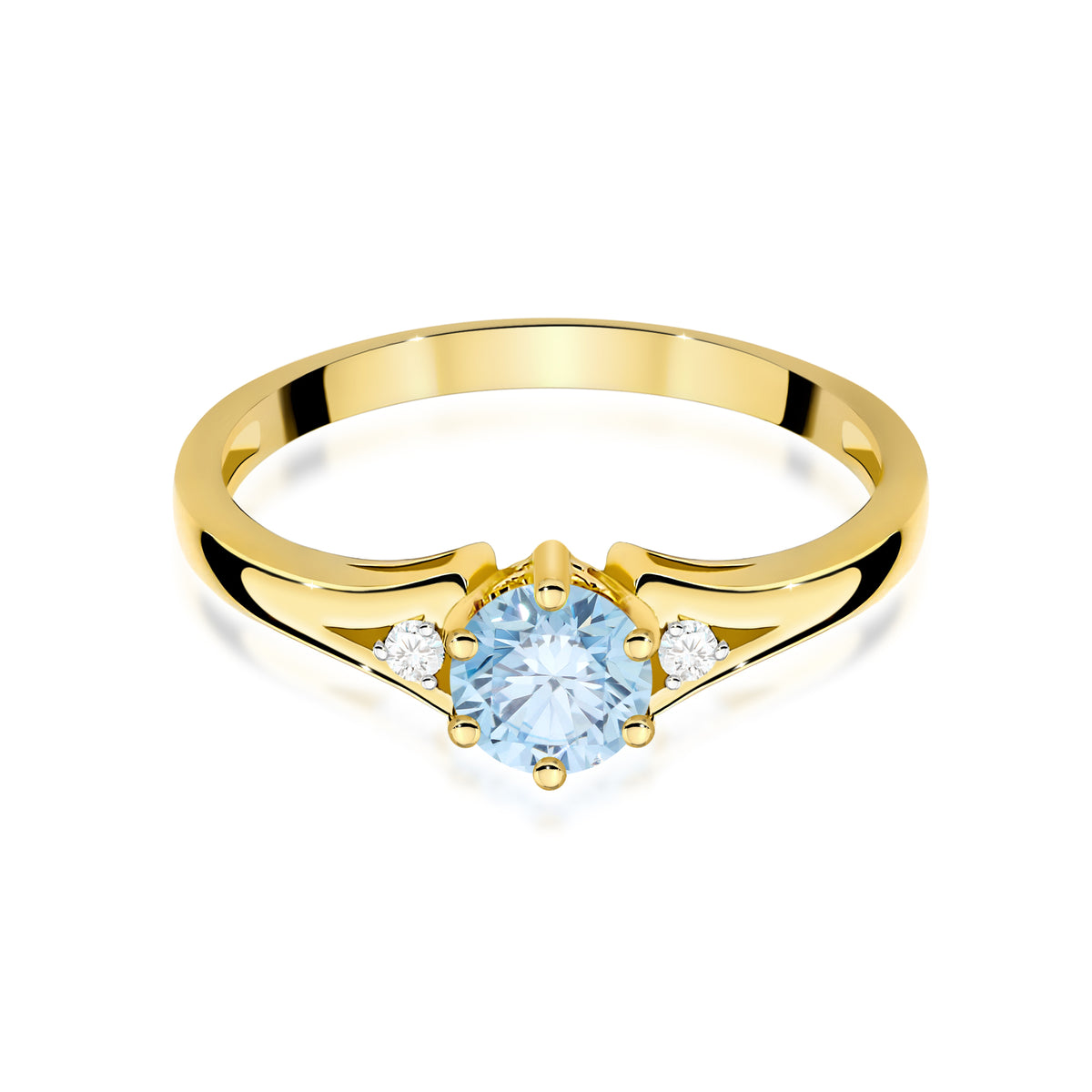 Inel Aur 14K cu Diamante Albastru de Laborator 0.53 ct