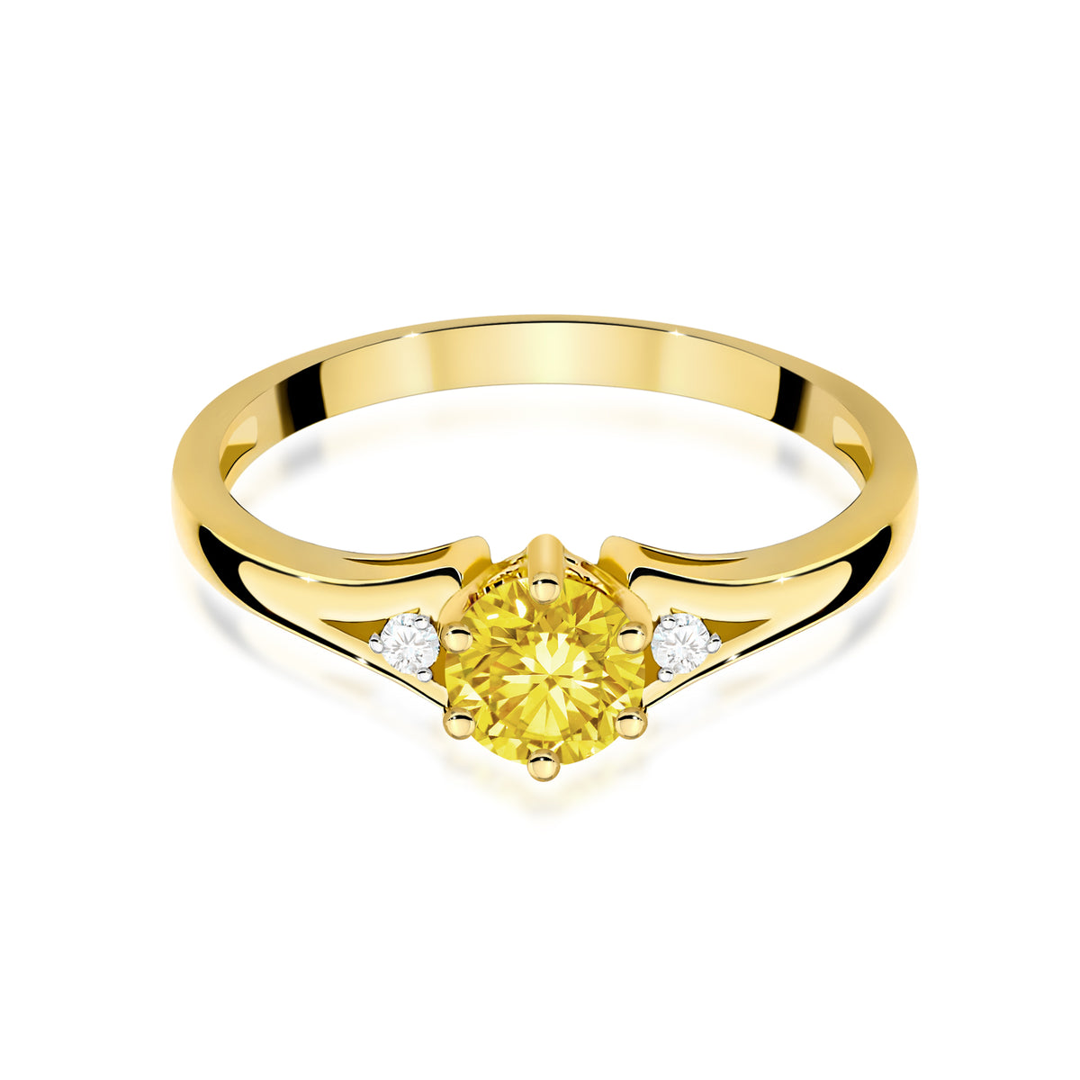 Inel Aur 14K cu Diamante Galben de Laborator 0.53 ct