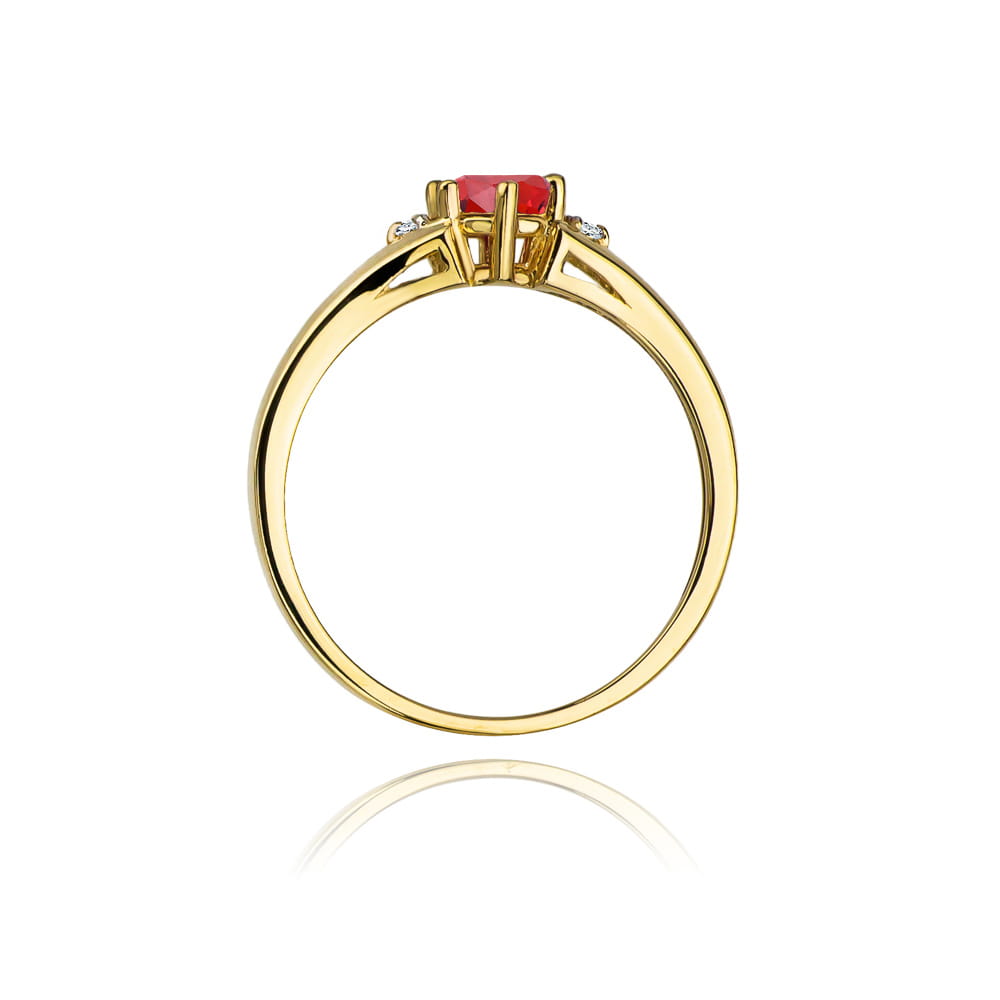 Inel Aur 14k cu Rubin 0.60 ct  si Diamante Naturale 0.0145 ct