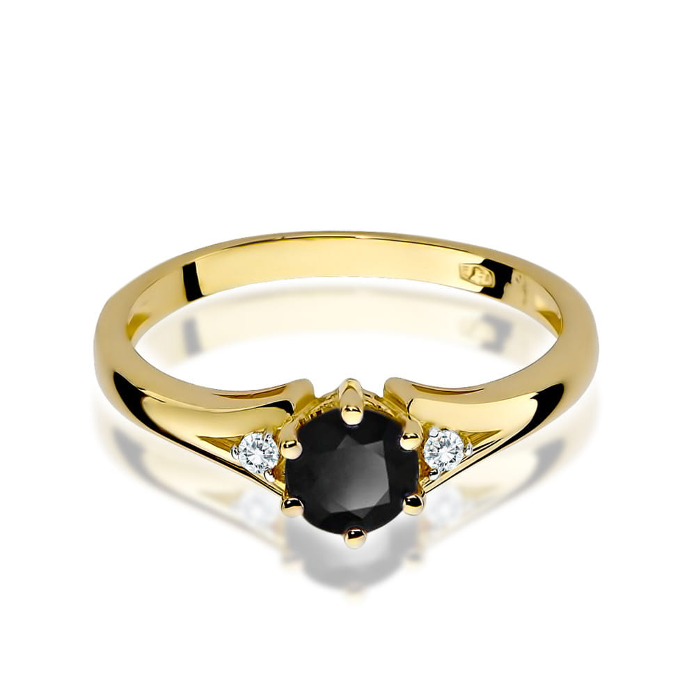 Inel Aur 9K cu Diamante Naturale Albe si Negre 0.53 ct