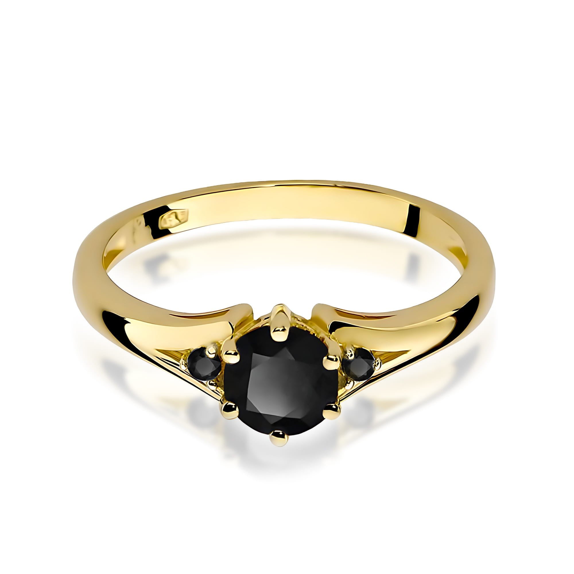 Inel Aur 9K cu Diamante Naturale Negre 0.53 ct