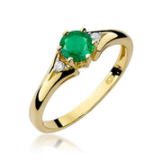 Inel Aur 9K cu Smarald 0.50 ct si Diamante Naturale 0.03 ct