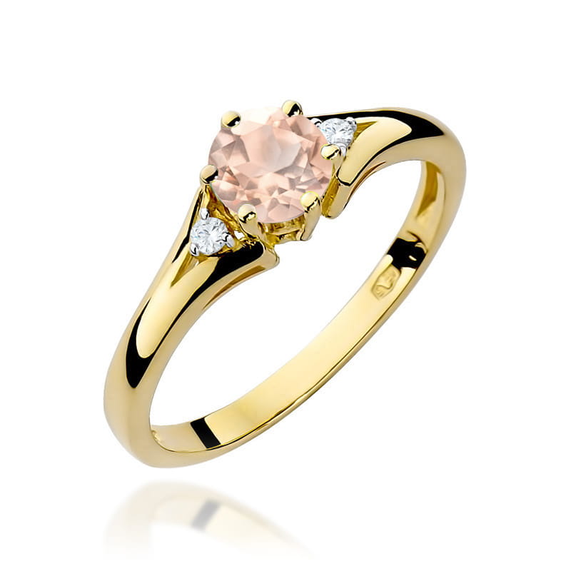 Inel Aur 9K cu Morganit 0.40 ct si Diamante Naturale 0.03 ct