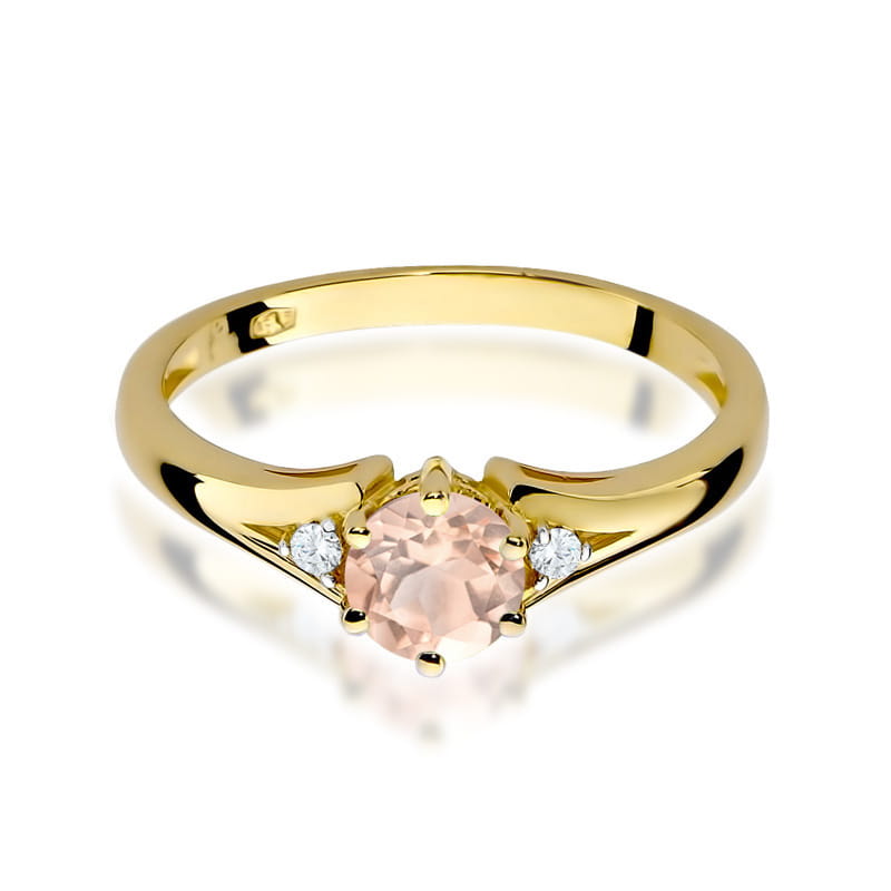 Inel Aur 9K cu Morganit 0.40 ct si Diamante Naturale 0.03 ct