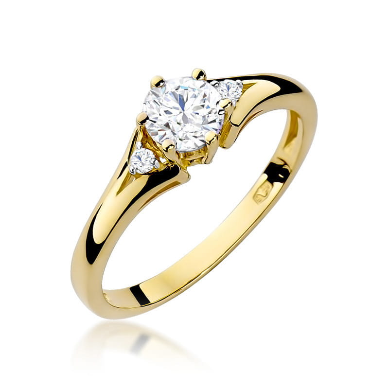Inel Aur 9K cu Safir Alb 0.60 ct si Diamante Naturale 0.03 ct