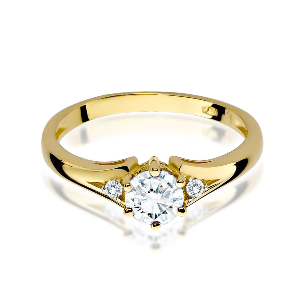 Inel Aur 9K cu Safir Alb 0.60 ct si Diamante Naturale 0.03 ct