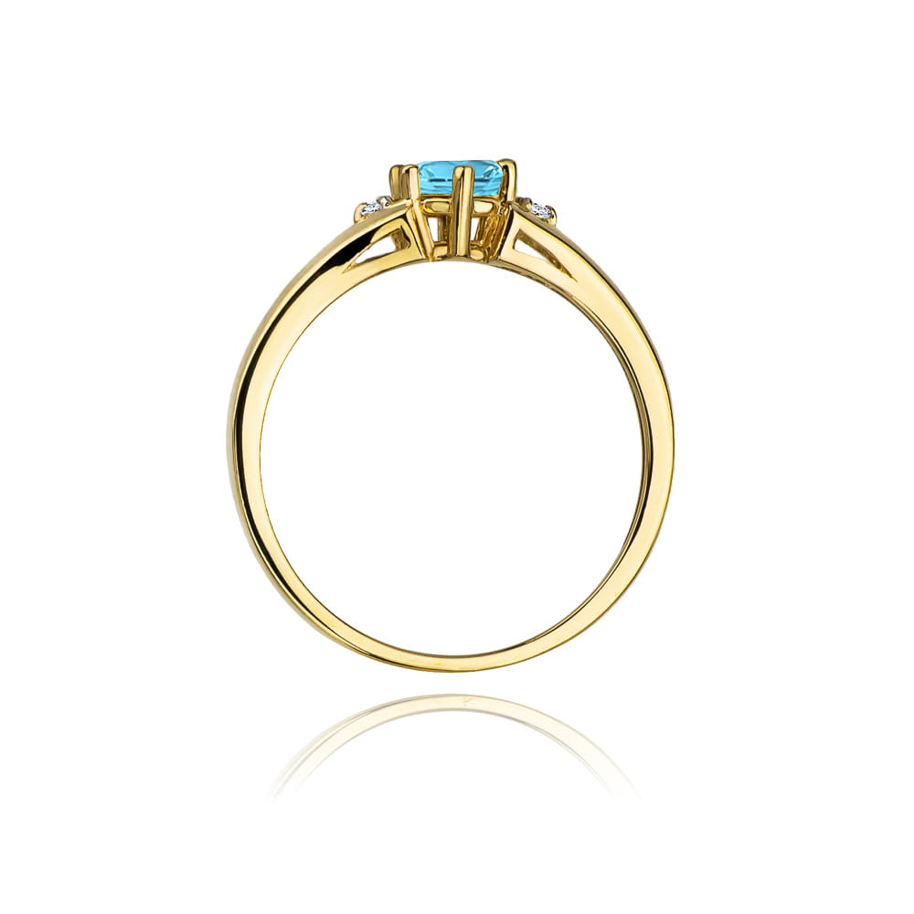 Inel Aur 9K cu Topaz Swiss 0.50 ct si Diamante Naturale 0.03 ct