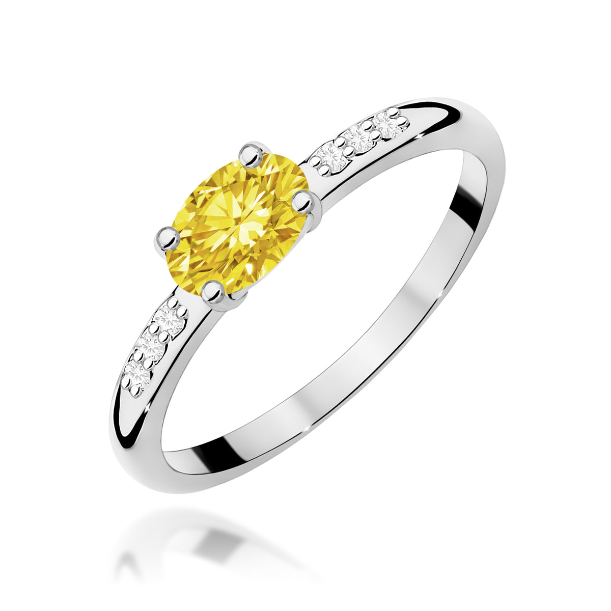 Inel Aur 14K cu Diamante Galben de Laborator 0.53 ct