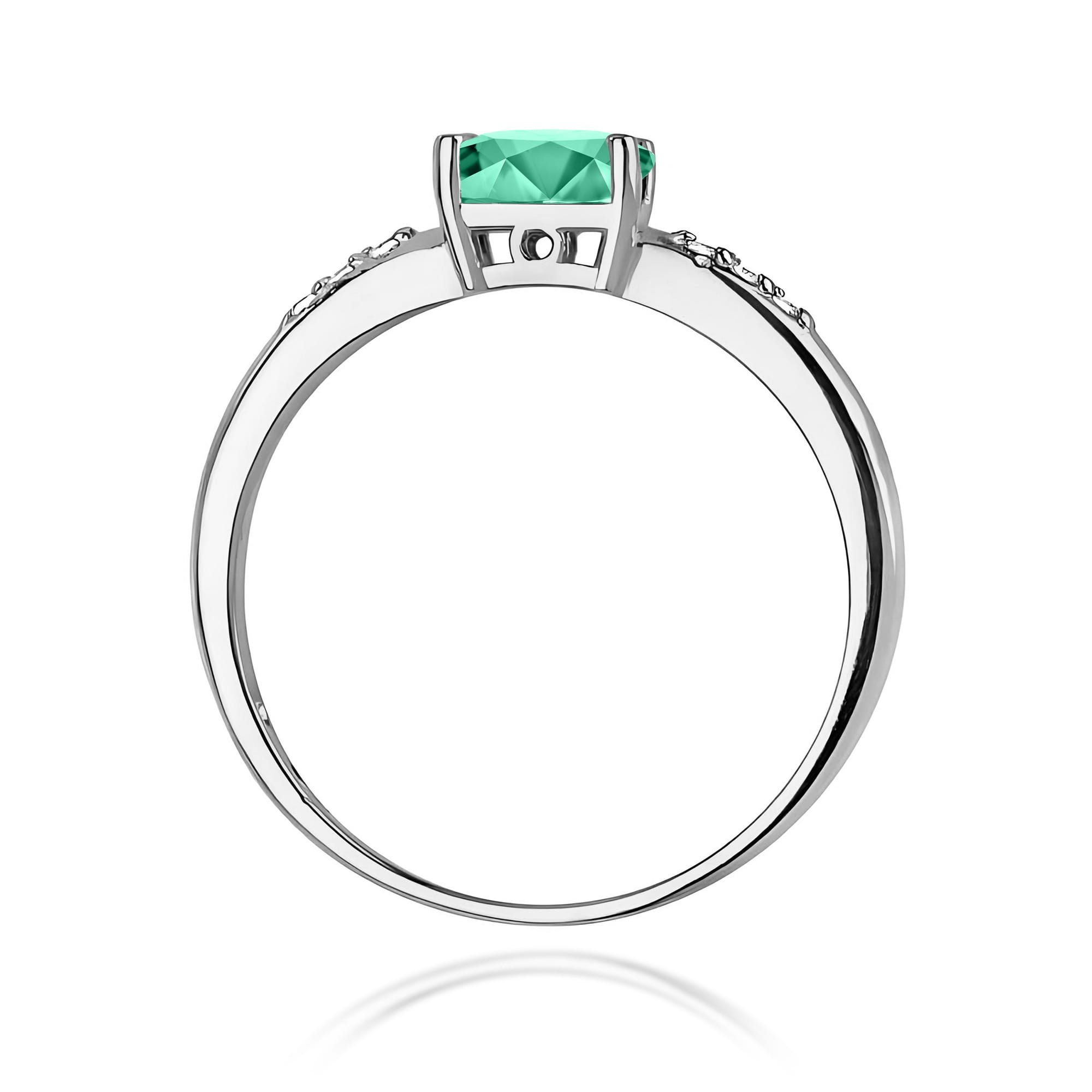 Inel Aur 9K cu Smarald 0.40 ct si Diamante Naturale 0.03 ct