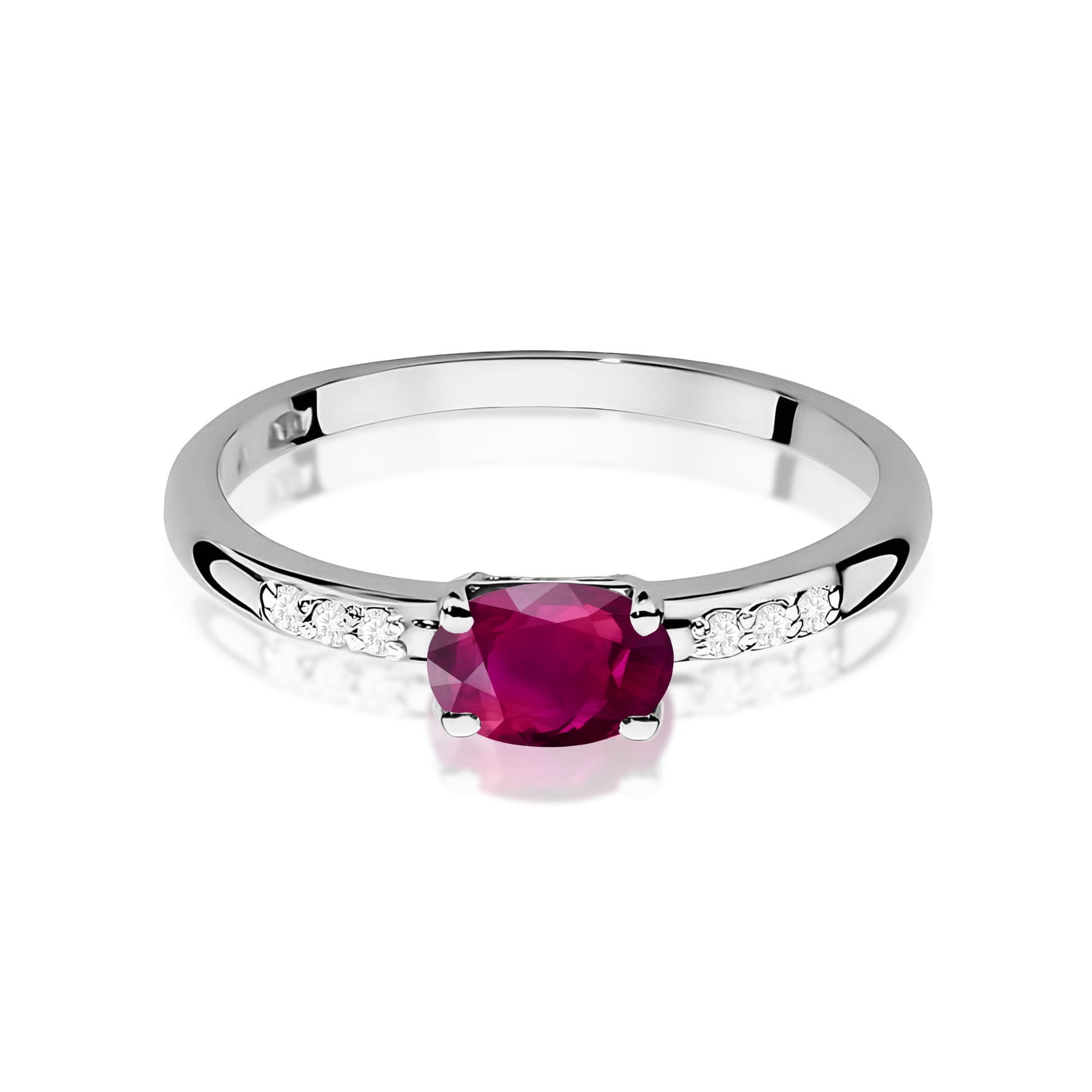Inel Aur 9K cu Rhodolite 0.50 ct si Diamante Naturale 0.03 ct