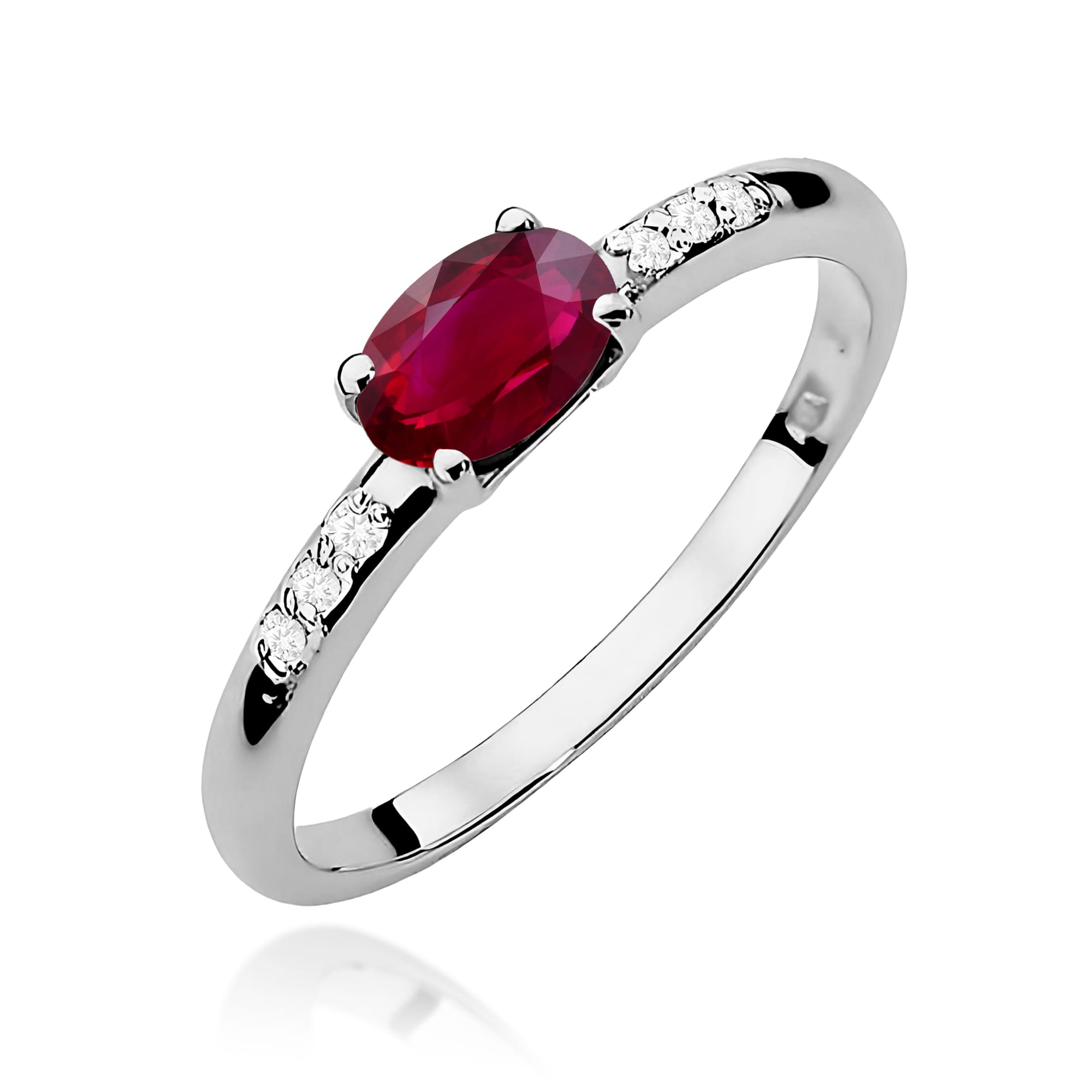 Inel Aur 9K cu Rubin 0.60 ct si Diamante Naturale 0.03 ct