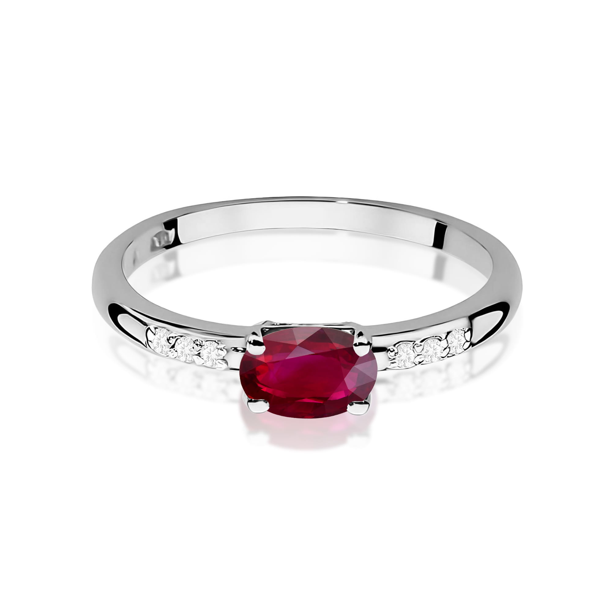 Inel Aur 9K cu Rubin 0.60 ct si Diamante Naturale 0.03 ct