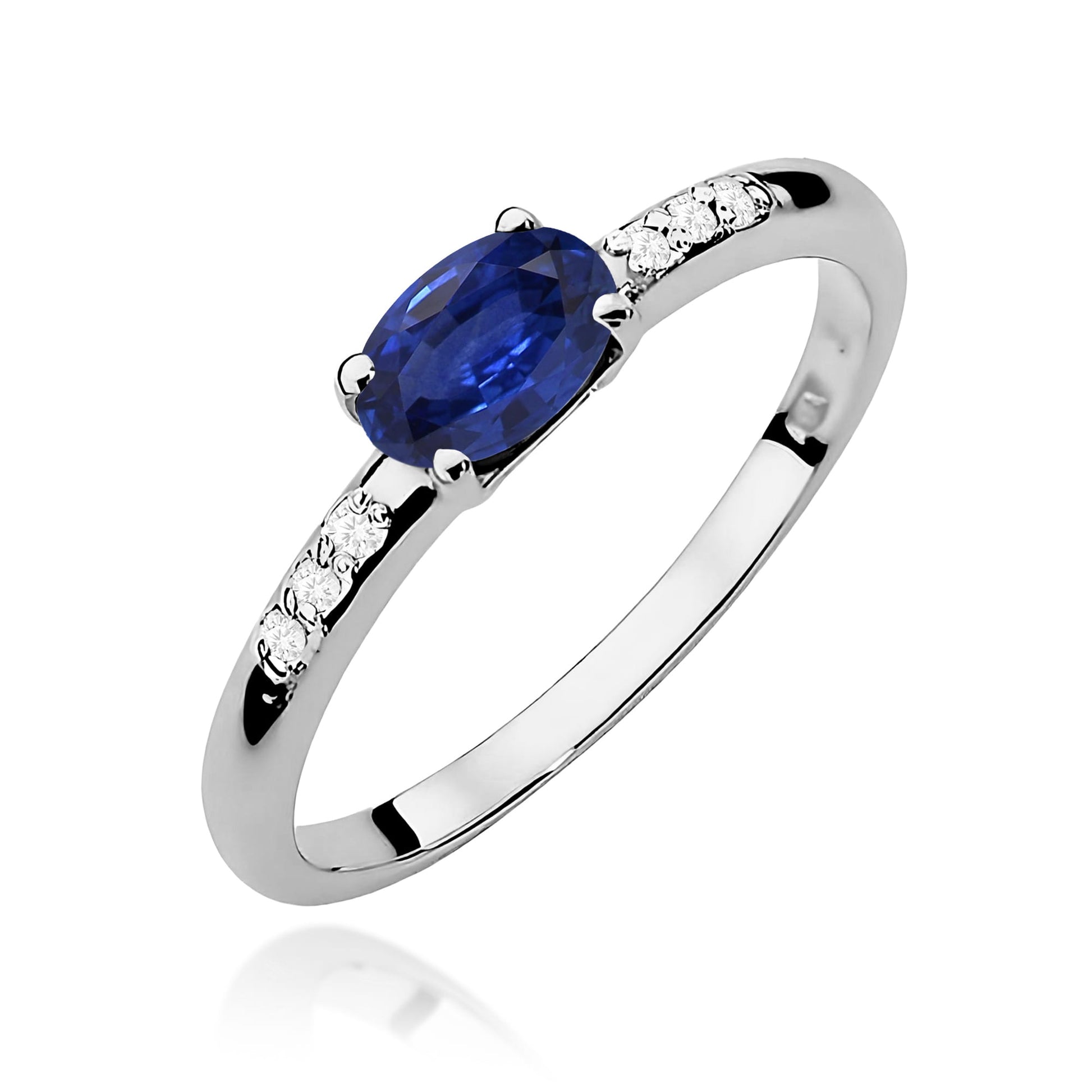 Inel Aur 9K cu Safir 0.70 ct si Diamante Naturale 0.03 ct
