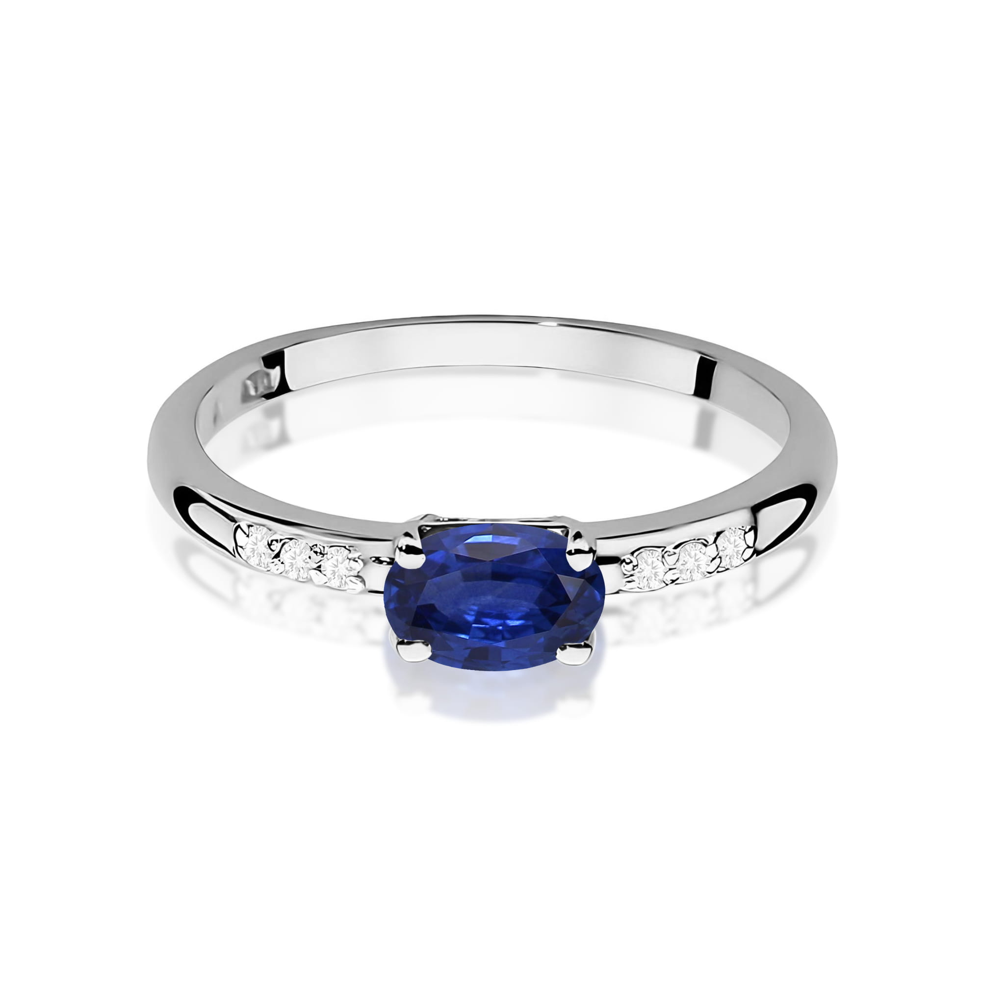 Inel Aur 9K cu Safir 0.70 ct si Diamante Naturale 0.03 ct