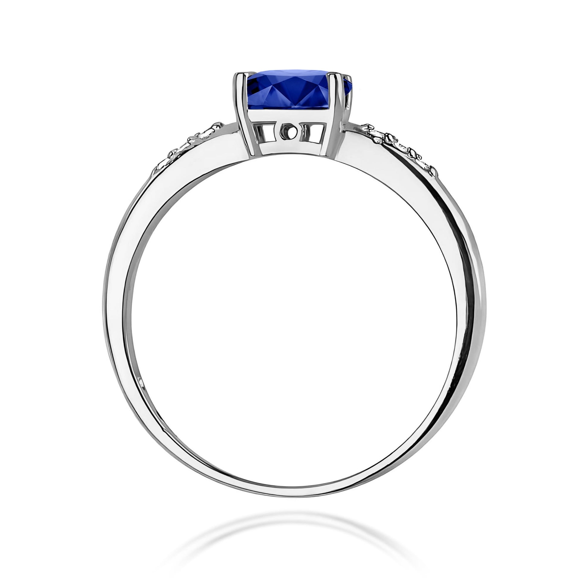 Inel Aur 9K cu Safir 0.70 ct si Diamante Naturale 0.03 ct