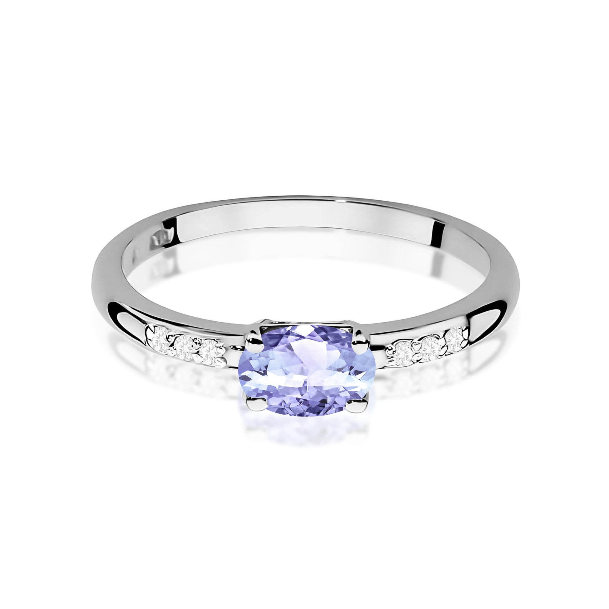Inel Aur 9K cu Tanzanit 0.40 ct si Diamante Naturale 0.03 ct