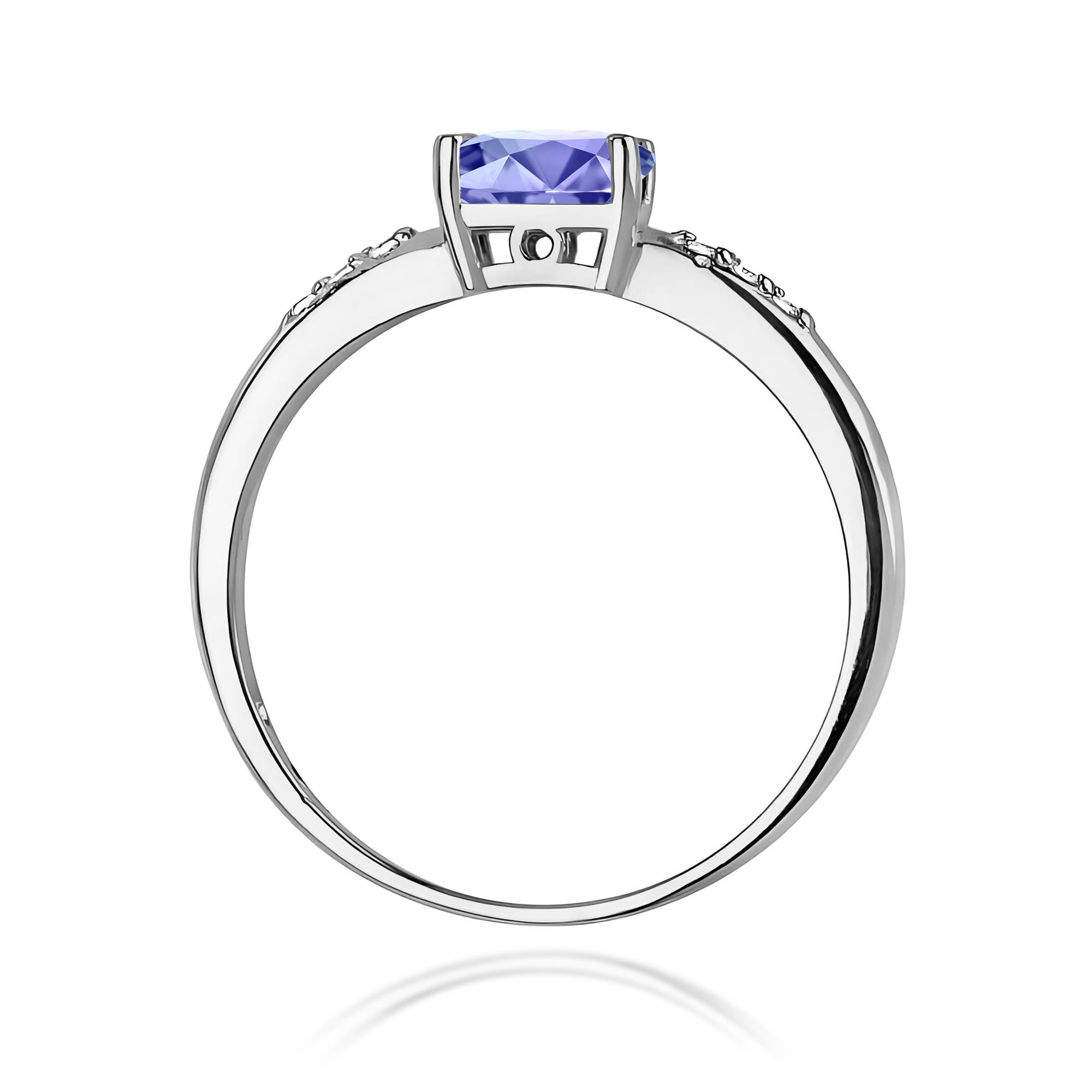 Inel Aur 9K cu Tanzanit 0.40 ct si Diamante Naturale 0.03 ct