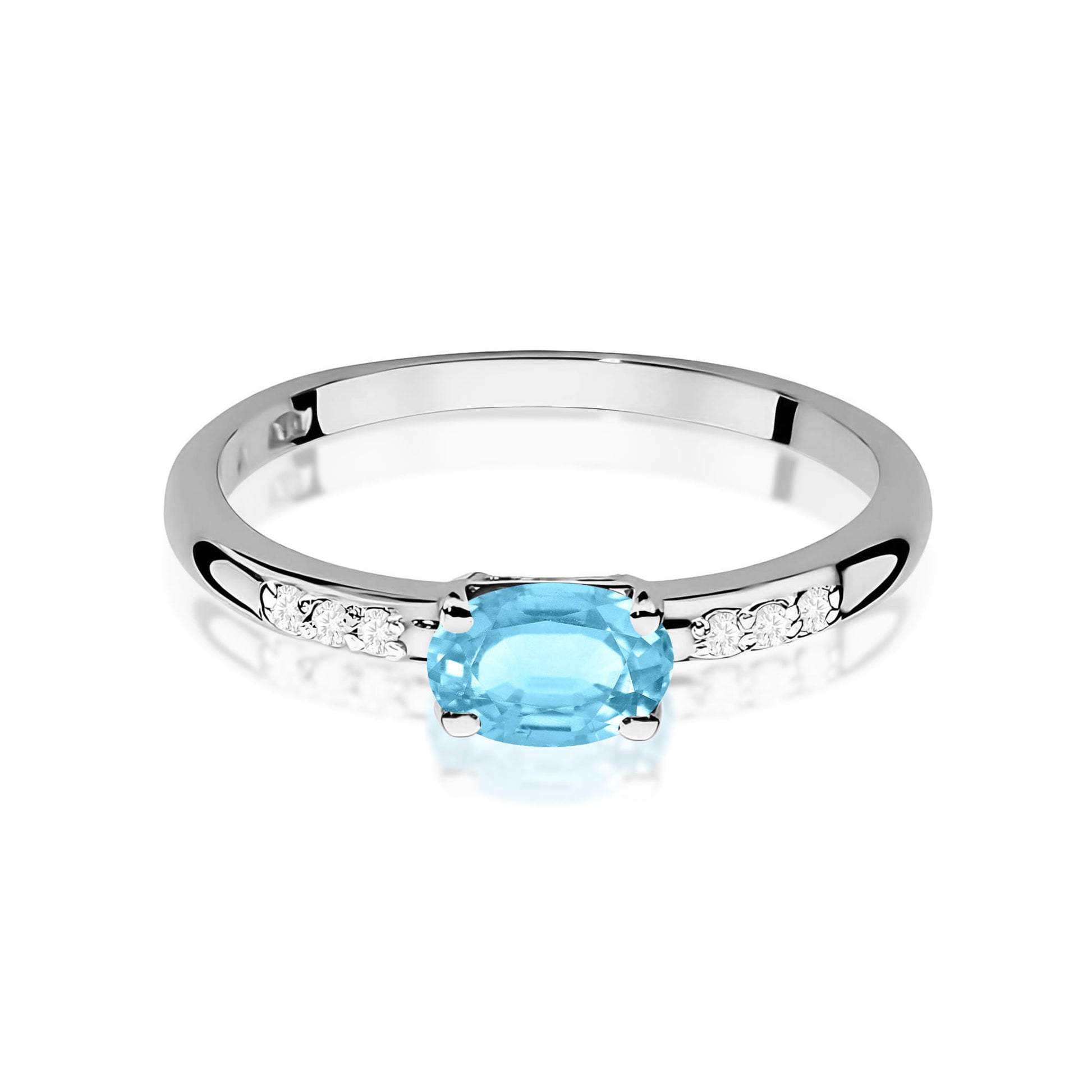 Inel Aur 9K cu Topaz Swiss 0.50 ct si Diamante Naturale 0.03 ct