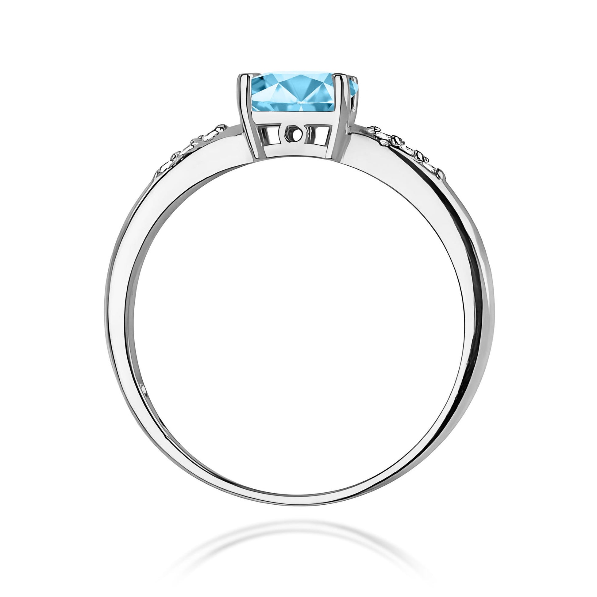 Inel Aur 9K cu Topaz Swiss 0.50 ct si Diamante Naturale 0.03 ct