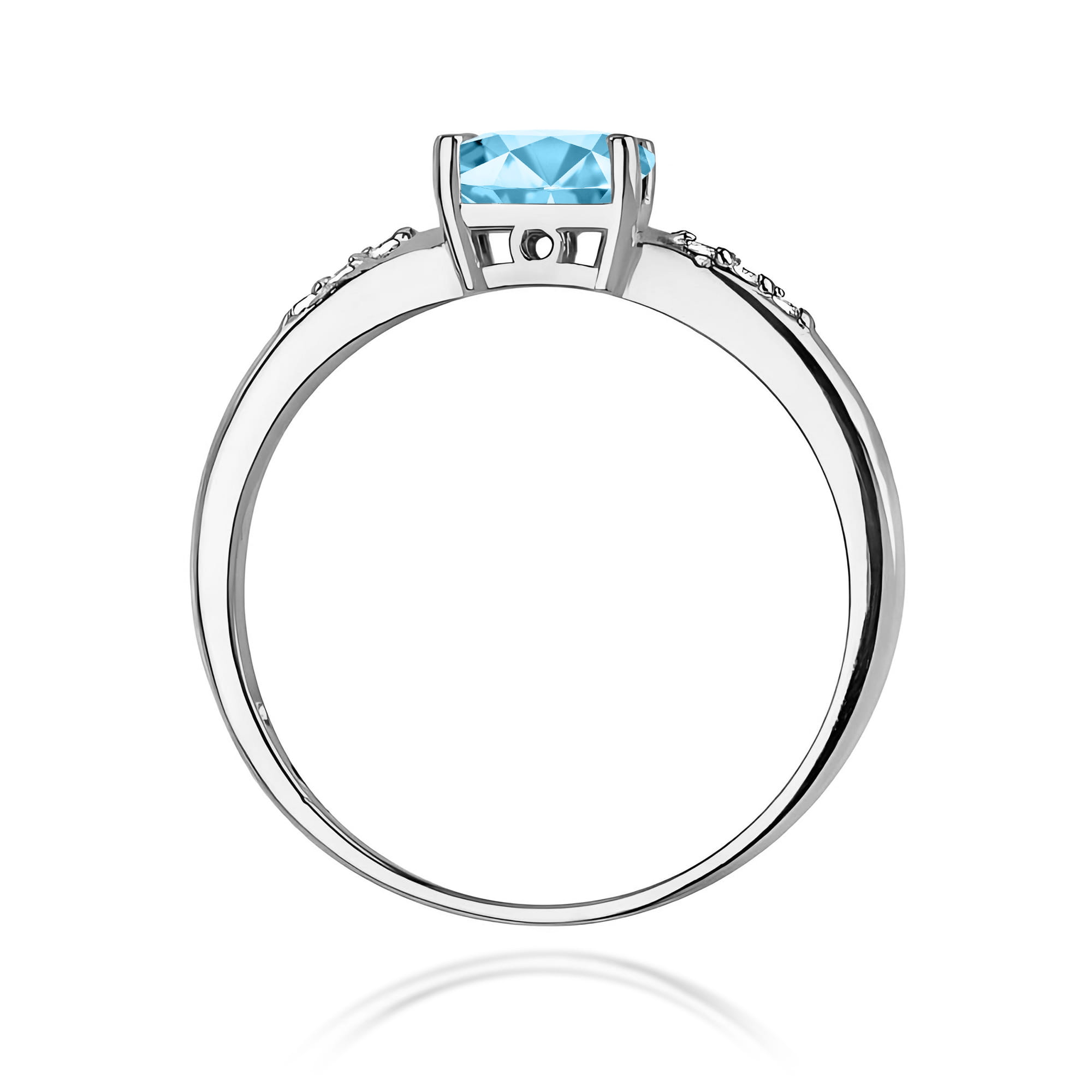 Inel Aur 9K cu Topaz Swiss 0.50 ct si Diamante Naturale 0.03 ct