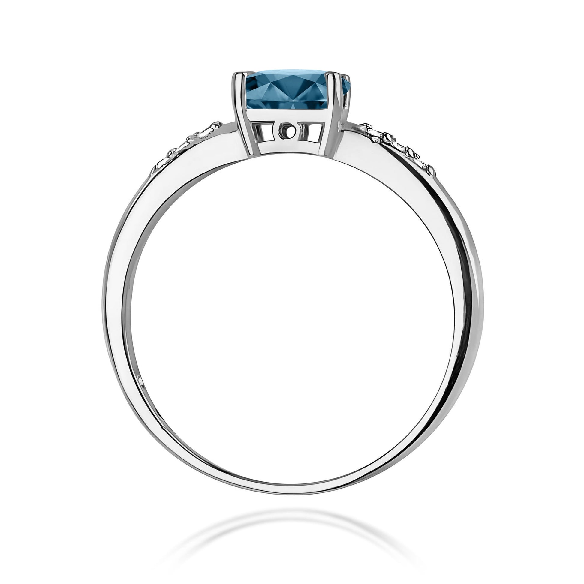 Inel Aur 9K cu Topaz London Blue 0.50 ct si Diamante Naturale 0.03 ct
