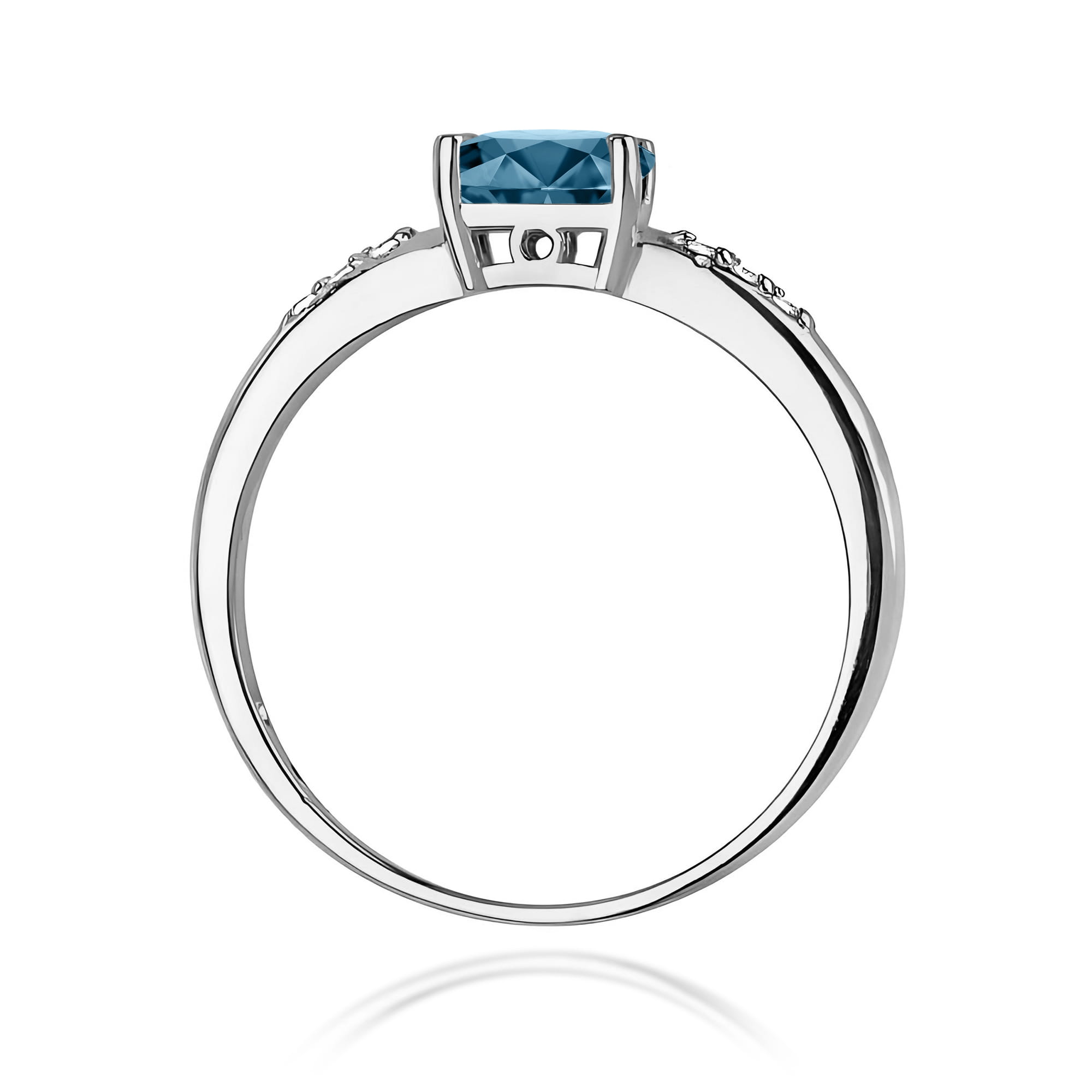 Inel Aur 9K cu Topaz London Blue 0.50 ct si Diamante Naturale 0.03 ct
